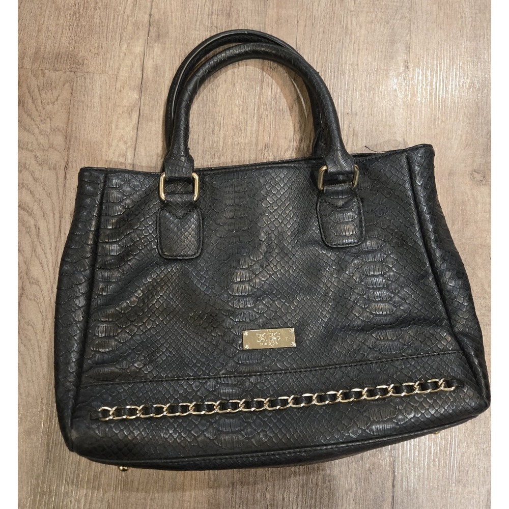 BCBG‎ Paris Black Faux Snakeskin Handbag